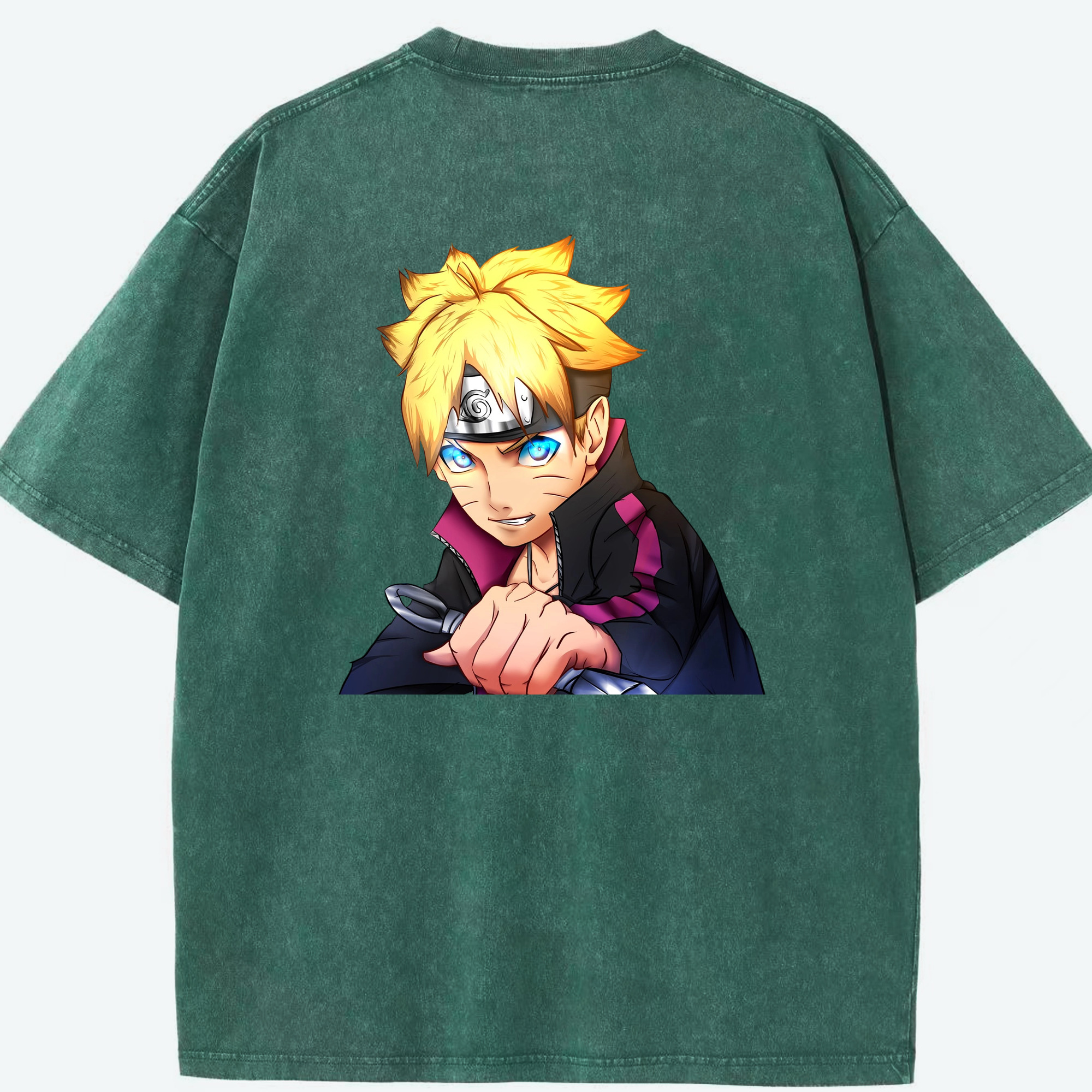 （画像用） NARUTO -ナルト- うずまき ボルト Uzumaki Boruto 綿100% ヴィンテージ風 半袖Tシャツ（背面プリント）